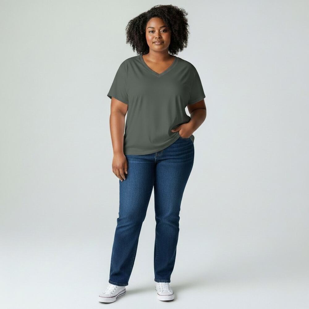 NWT Soya Concept Green V Neck Long Short Sleeve Tunic Top #1763 Size XS